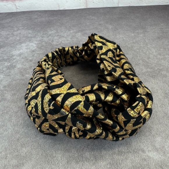 RARE Gucci Metallic Gold Black GG Women\'s Headband Turban main image 6